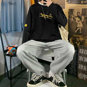 秋季新款港风多色宽松百搭ins潮牌休闲长袖T恤XZ304B-T0405P25图片