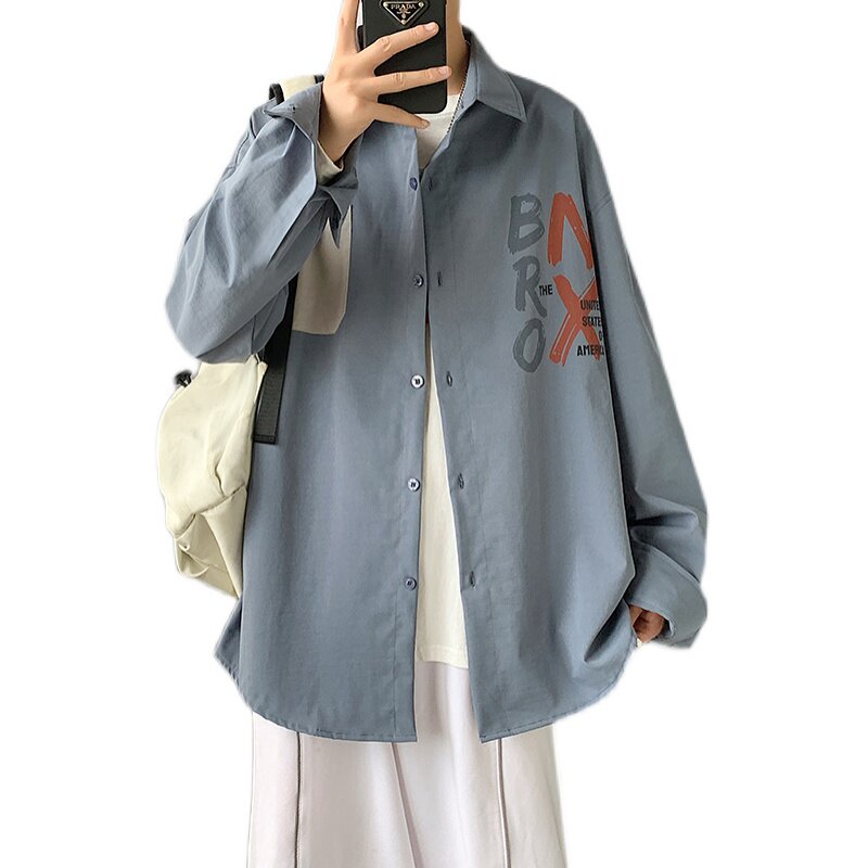 秋季新款帅气ins复古韩系宽松潮流休闲衬衫XZ304B-CS2008P45,男装衬衫,星座302B-1
