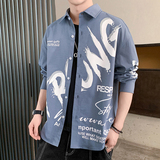 秋季新款ins酒店风韩系衬衣宽松潮流休闲衬衫XZ304B-CS2003-P45，男装衬衫，星座302B-1