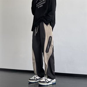 美式机能冲锋拉链工装裤潮流ins宽松拼色休闲裤子XZ302-1-K35P50图片