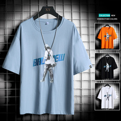 夏季休閒印花寬鬆圓領多色T恤