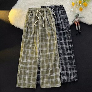 青春流行长裤男时尚潮牌高腰原宿格子微弹休闲裤XZ304B-K528P38图片