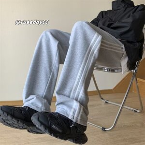 男款秋季三条杠校服裤子美式潮牌宽松运动裤XZ302B-1-K846P38图片