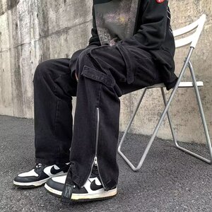 复古设计感小众大口袋高街vibe潮牌宽松牛仔裤XZ302B-1-K5037P55图片