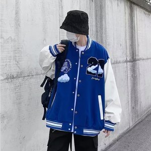 美式棒球服高街学院风痞帅字母情侣款日系夹克XZ302B-1-JK666P76图片