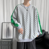 秋季新款圆领棋盘格绣花卫衣休闲套头潮卫衣XZ304B-W3324P37，男装卫衣，星座302B-1