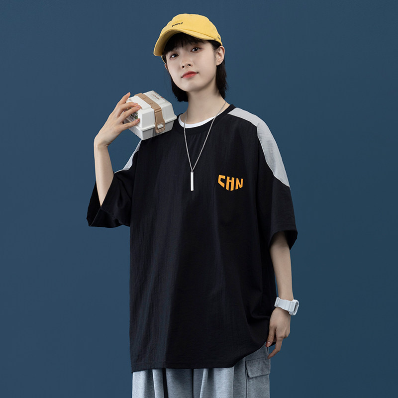 夏季中性风冰丝短袖新款休闲宽松大版型T恤XZ304B-T3107-P32,女装T恤,星座302B-1