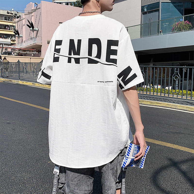 夏季新款冰丝短袖男士休闲宽松短袖男个性T恤XZ304B-T3102P32图片