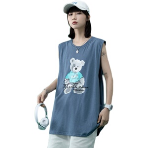 港风中性风 夏季印花宽松短袖背心XZ304B-B1116P21图片