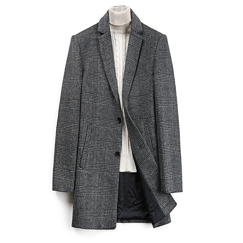 Winter new fashion Wool Plaid casual medium length suit