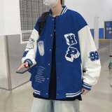 美式复古街头棒球服外套拼色毛巾绣花情侣夹克XZ302B-1-JK688P68，男装夹克，星座302B-1