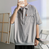 夏季短袖衬衣港风青少年宽松潮流休闲衬衫XZ304B-CS1103P40，男装衬衫，星座302B-1