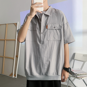 夏季短袖衬衣港风青少年宽松潮流休闲衬衫XZ304B-CS1103P40图片
