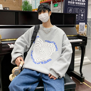 几何图案圆领卫衣潮牌男生宽松学生休闲长袖XZ304B-W22357P50图片