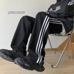 男款秋季三条杠校服裤子美式潮牌宽松运动裤XZ302B-1-K846P38图片
