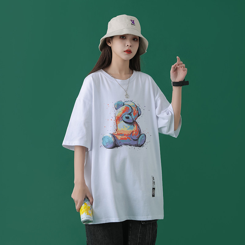 纯棉短袖中性风夏季休闲宽松圆领多色T恤XZ304B-T3513P35,女装T恤,星座302B-1