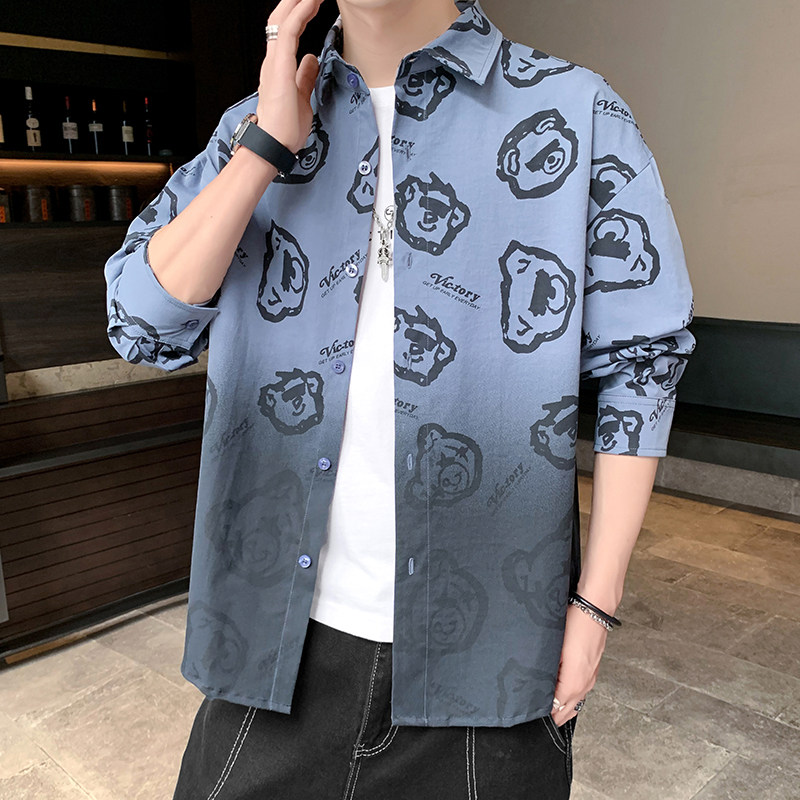 秋季新款ins酒店风韩系衬衣宽松潮流休闲衬衫XZ304B-CS2013-P45,男装衬衫,星座302B-1