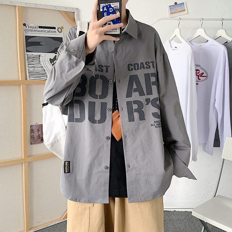 秋季新款ins复古韩系宽松潮流时尚休闲衬衫XZ304B-CS2015P45,男装衬衫,星座302B-1