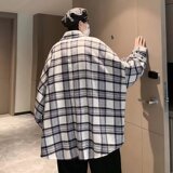 格子外套秋韩版ins潮流男生帅气宽松休闲衬衫XZ304B-CS87P35，男装衬衫，星座302B-1