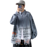 秋季新款时尚ins复古韩系宽松潮流休闲衬衫XZ304B-CS2001-P45，男装衬衫，星座302B-1