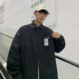 原宿男ins宽松型方领文艺衬衫百搭青春流行春季XZ304B-CS2201P35图片