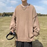 美式复古男设计感小众宽松慵懒针织衫外套毛衣XZ304B-M1938P60，男装针织衫/毛衣，星座302B-1
