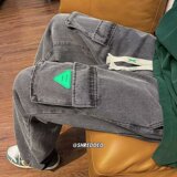 工装牛仔裤男青少年港风ins宽松直筒阔腿休闲长裤XZ304B-K8003P45，男装牛仔裤，星座302B-1