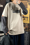 秋季新款假两件港风宽松多色ins潮牌休闲长袖T恤XZ304B-T0503P25，男装T恤，星座302B-1
