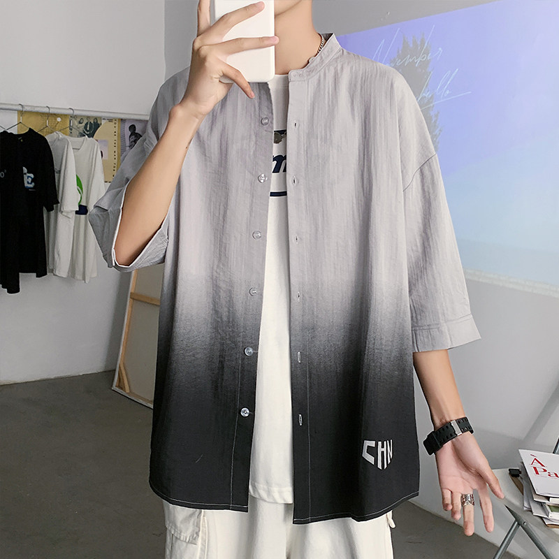 夏季短袖衬衣港风青少年宽松潮流休闲衬衫XZ304B-cs1107P40,男装衬衫,星座302B-1