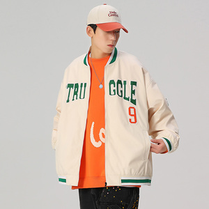 秋冬款棒球服外套潮流字母刺绣情侣学生夹克XZ304B-JK22103-P70图片