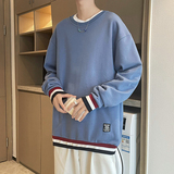 秋季新款港风时尚简约风宽松拼色帅气百搭卫衣XZ304B-W5216P22，男装卫衣，星座302B-1