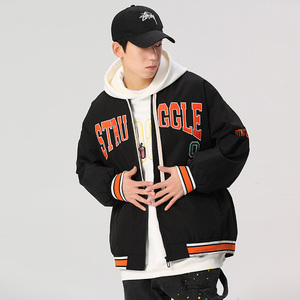 秋冬款棒球服外套潮流字母刺绣情侣学生夹克XZ304B-JK22103-P70图片