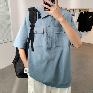 夏季短袖衬衣港风青少年宽松潮流休闲衬衫XZ304B-CS1103P40图片