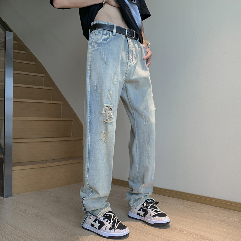 男士宽松直筒潮牌百搭直筒牛仔裤XZ302B-1-K26P55,男装牛仔裤,星座302B-1