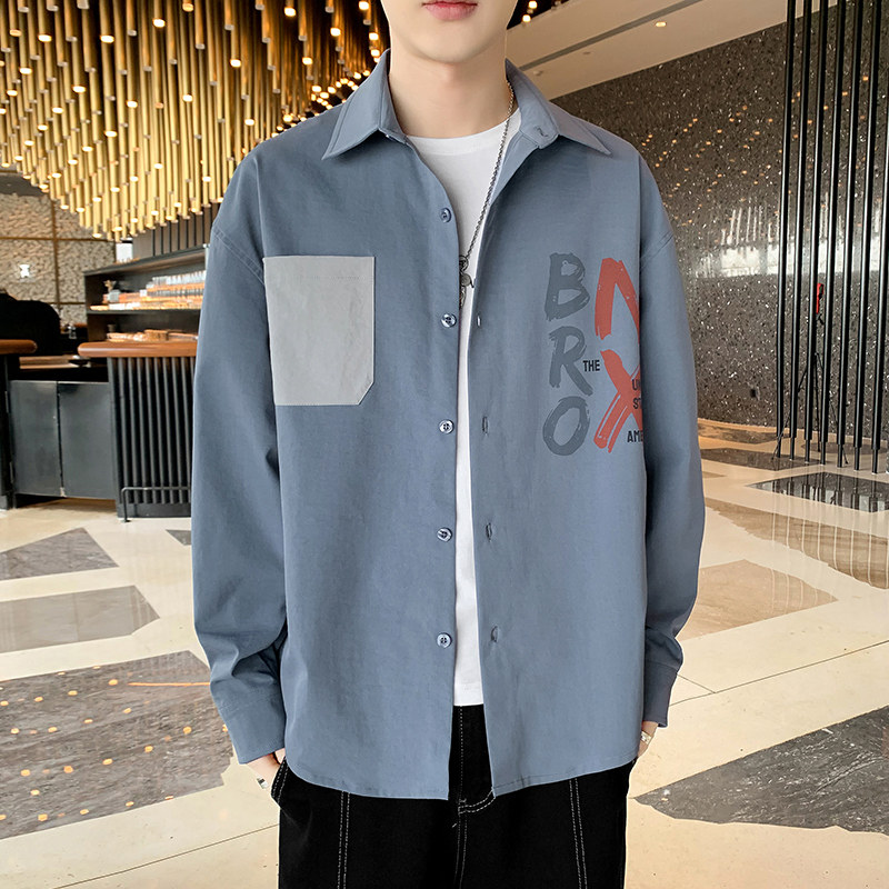 秋季新款ins酒店风韩系衬衣宽松潮流休闲衬衫XZ304B-CS2008-P45,男装衬衫,星座302B-1