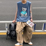 港风夏季时尚舒适宽松大码休闲无袖背心XZ304B-B1116P21，男装背心/马甲，星座302B-1
