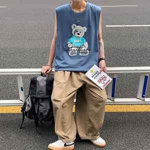 港风 夏季时尚舒适宽松大码休闲无袖背心XZ304B-B1116P21图片