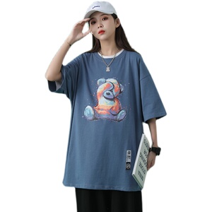 纯棉短袖中性风夏季休闲宽松圆领多色T恤XZ304B-T3513P35图片