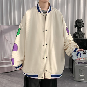 秋季新款潮牌ins美式复古字母印花棒球服XZ304B-JK22118P70图片