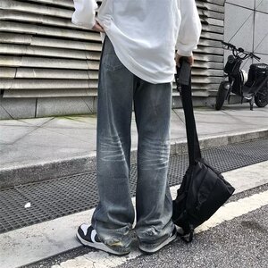 复古做旧破洞牛仔裤男ins潮美式街头直筒裤牛仔裤XZ304B-K9501P48图片