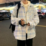 秋季男士外套宽松潮流休闲港风格子夹克XZ302-1-JK23111P60，男装夹克，星座302B-1