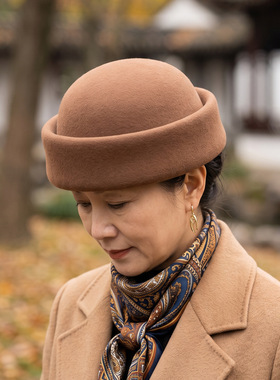 法式纯羊毛毡女士减龄定型贝雷帽