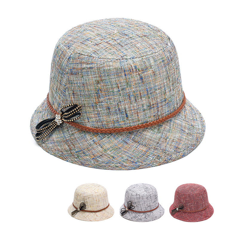 老年帽子女春秋老人盆帽奶奶薄款夏季遮阳帽中年女士蝴蝶结妈妈帽