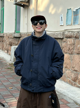 XBRO日系复古冬季bf短款羊羔绒保暖加厚棉服男女立领棉衣工装棉袄