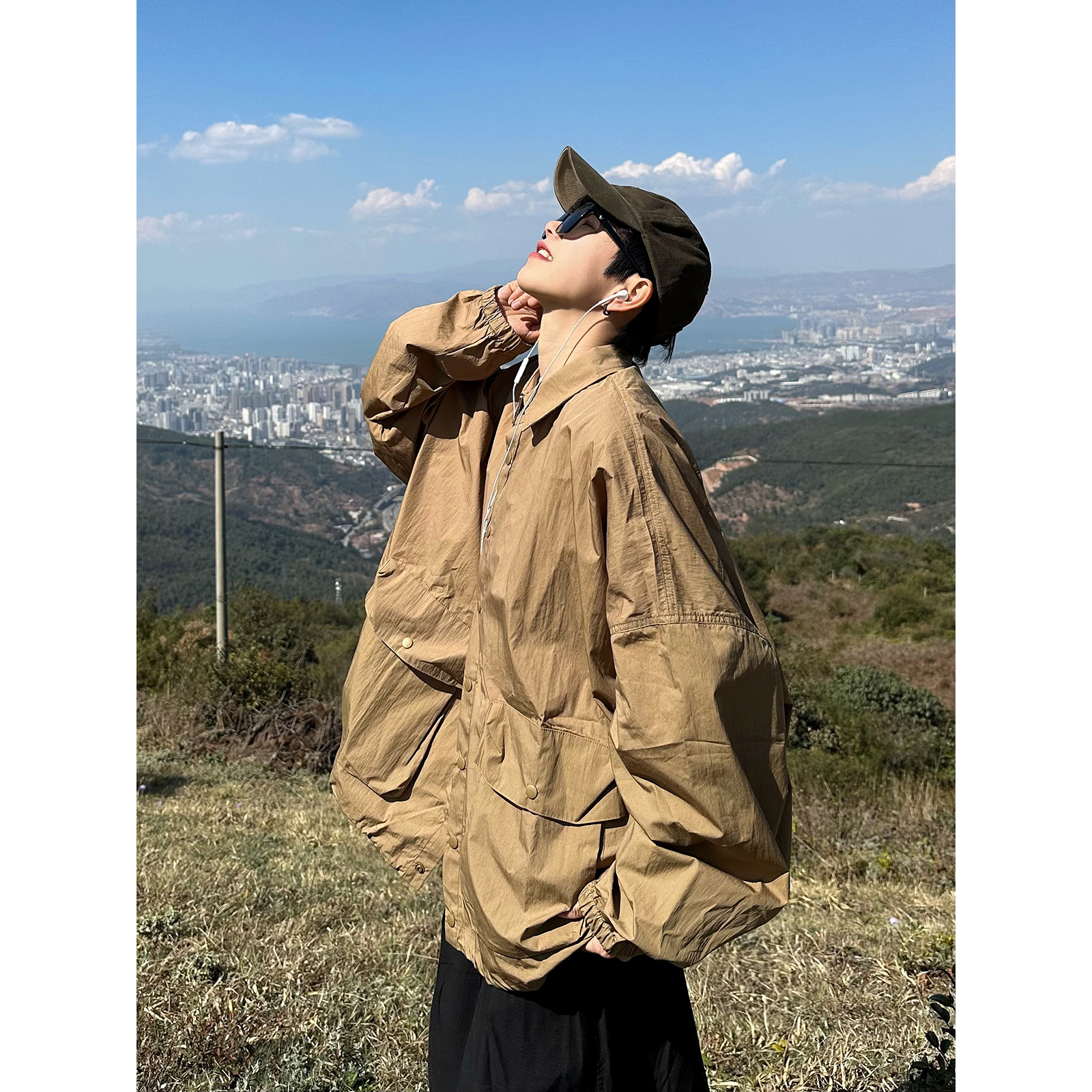 OUTSTRIPS美式复古拼接短袖衬衫