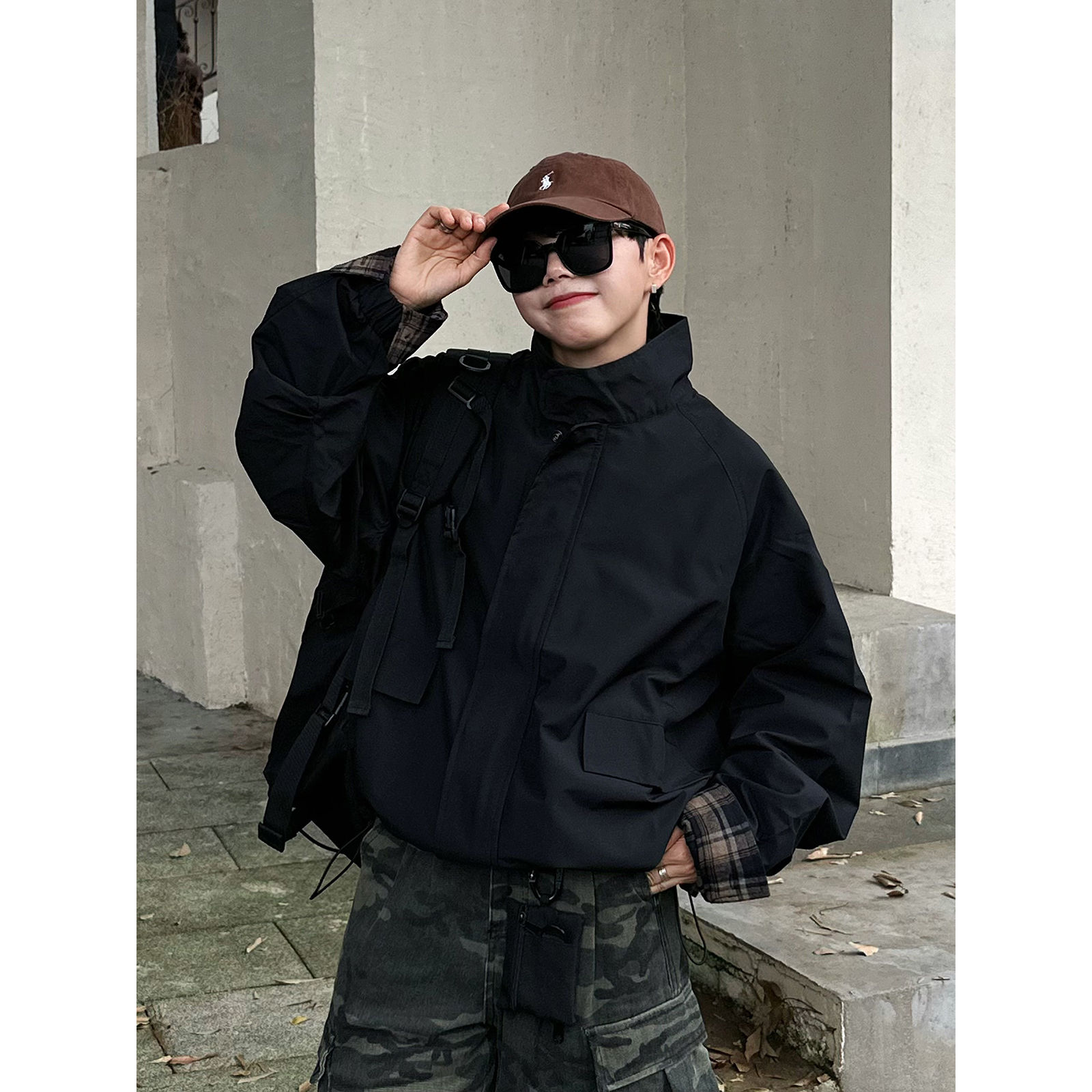 XBRO美式复古机能教练立领夹克