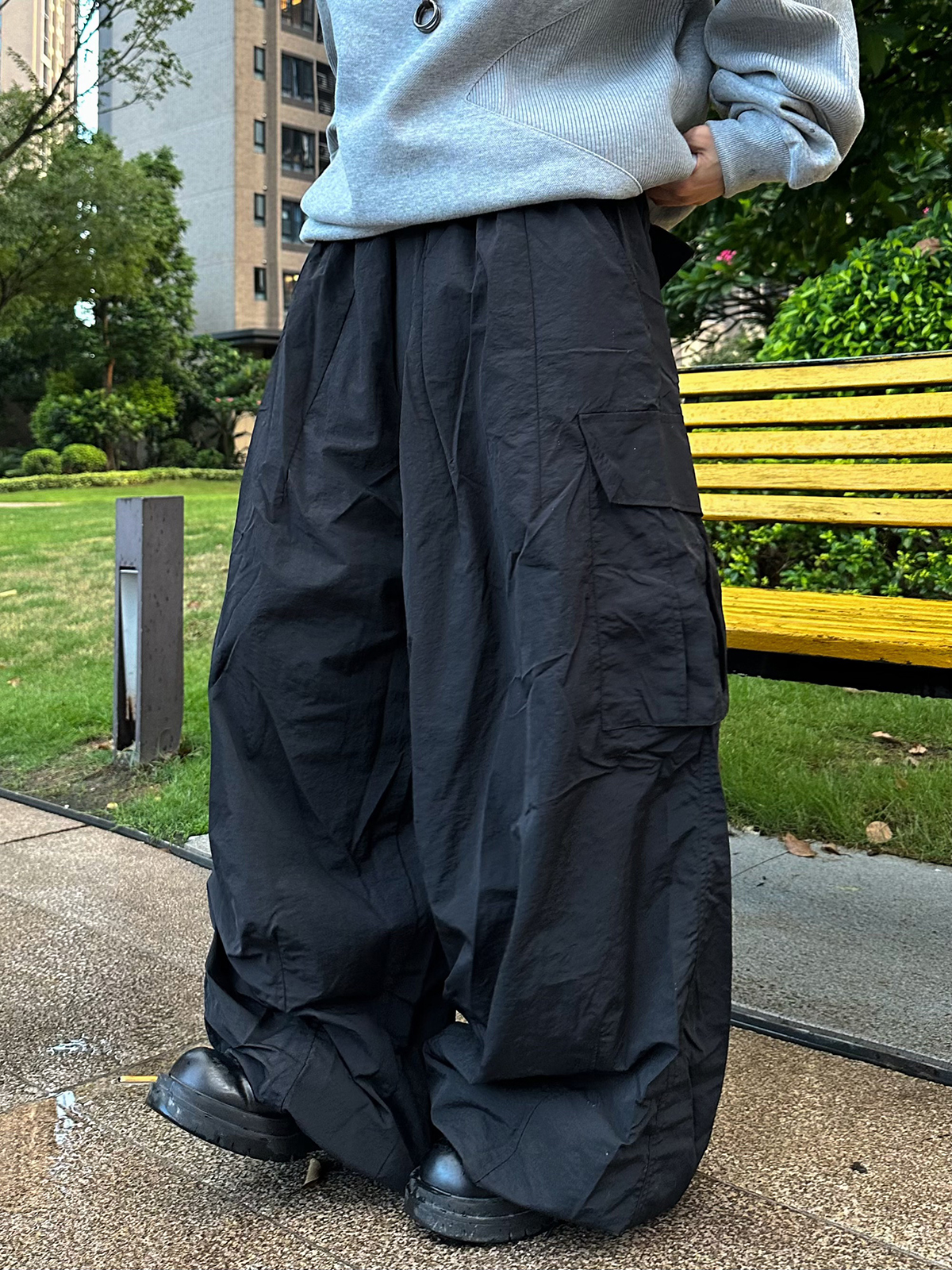 XBRO日系复古大口袋显瘦双层秋冬垂感宽松廓形工装裤伞兵裤男女bf