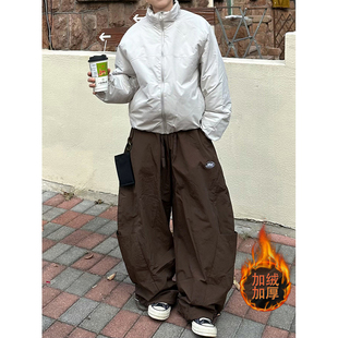 可束脚垂感休闲伞兵灯笼裤 弯刀裤 复古宽松加绒保暖秋冬季 XBEO美式