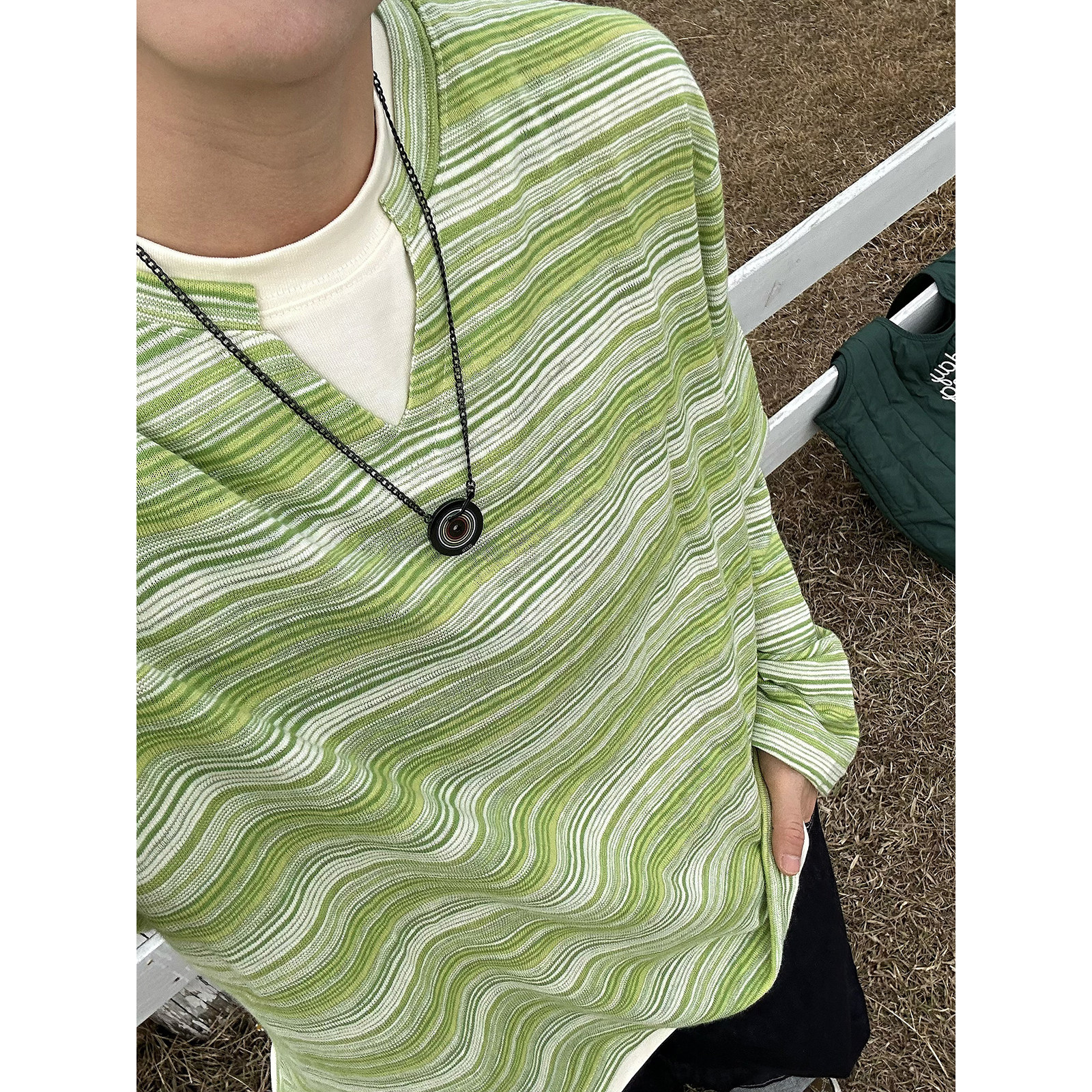 XBRO日系复古条纹假两件长袖T恤男女春秋季撞色小清新卫衣INS上衣