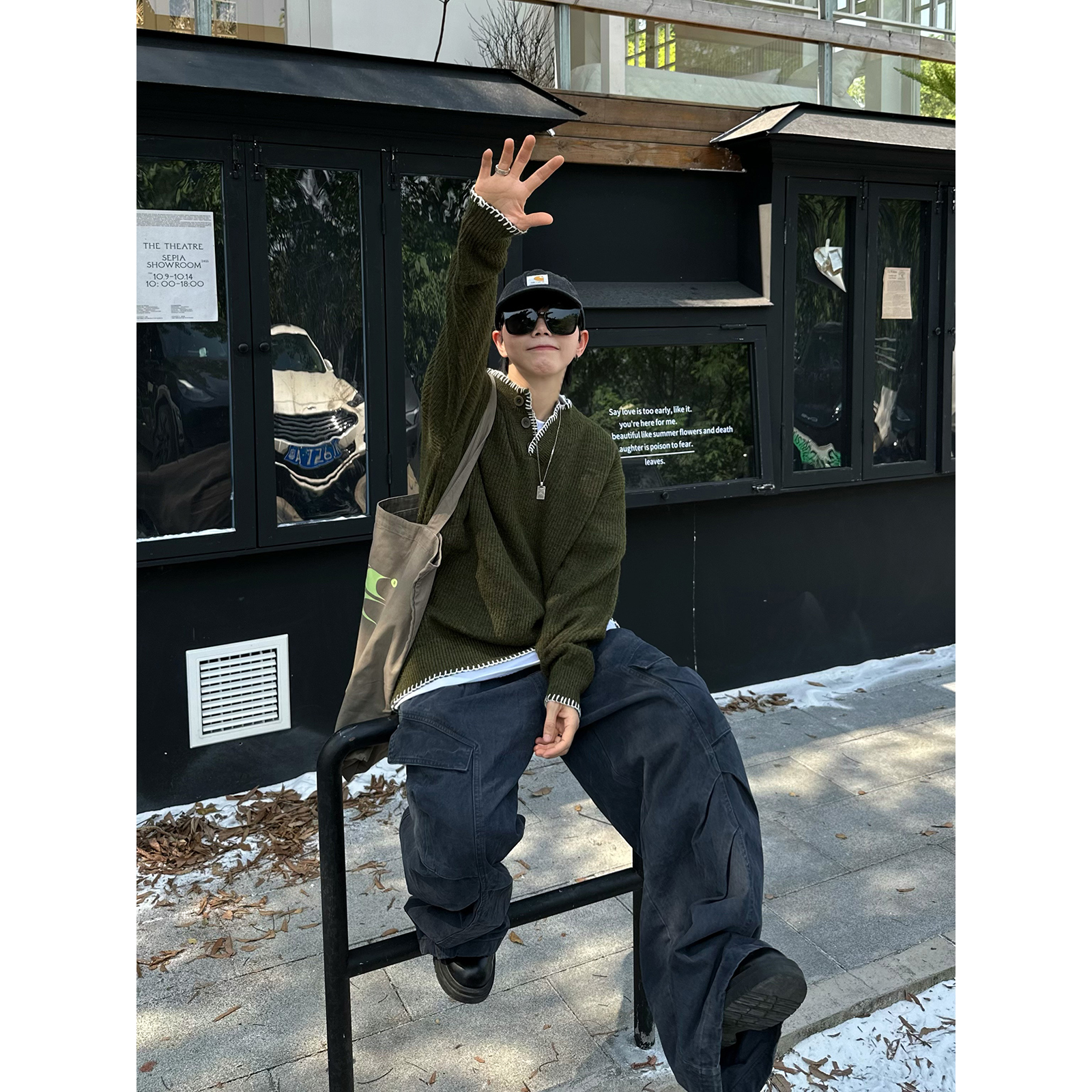 XBRO美式复古水洗重磅做旧弯刀裤